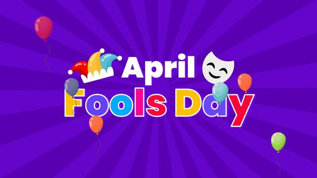 Happy April Fools Day Festive Background with Jester Hat and Balloons