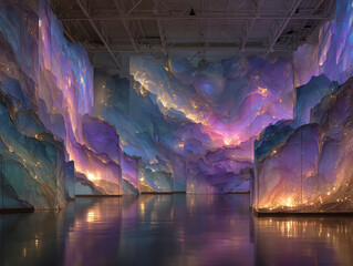 プロジェクションの没入美術館もしくはパフォーマンスの舞台