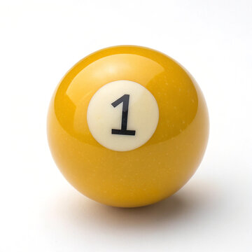 pool ball number one on transparent background	
