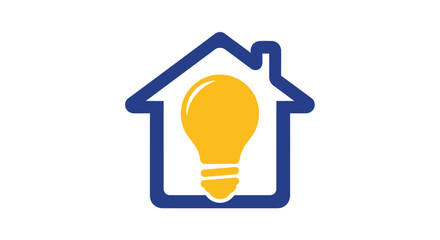 Illuminated House Symbol with Bright Light Bulb Inside.