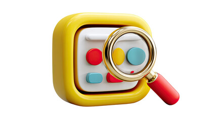 Iconic Search Focus: A vibrant 3D rendering of an app icon with a magnifying glass, symbolizing the core concepts of exploration and insight.
