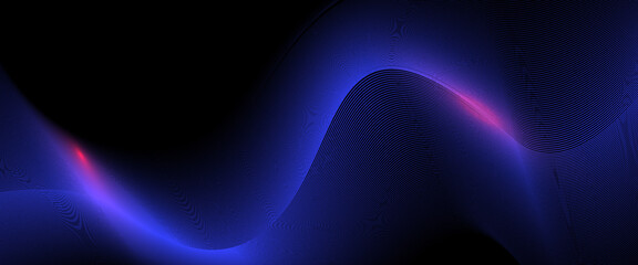 Dynamic abstract blue wave lines on dark background.