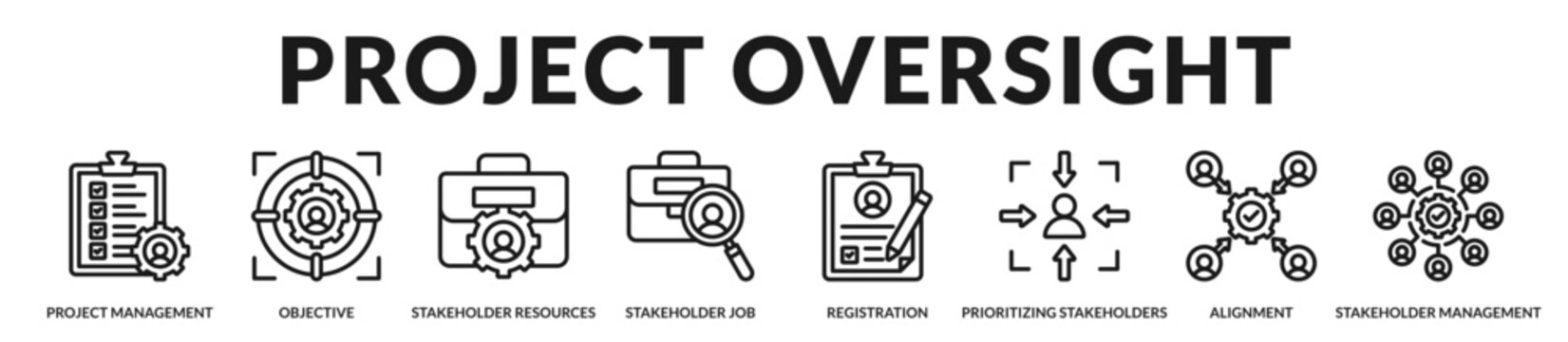 Professional project oversight model ensuring structured stakeholder coordination and objective driven execution. in Lineal Icon Style