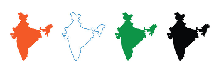 India map set vector illustration editable design outline silhouette country geography icons modern creative graphic elements collection © suman
