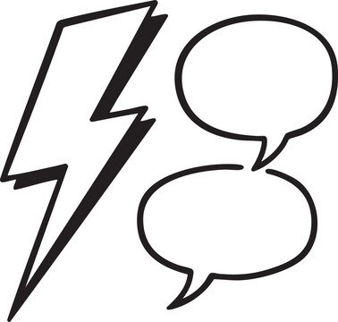 A comic style lightning bolt and two speech bubbles Vector