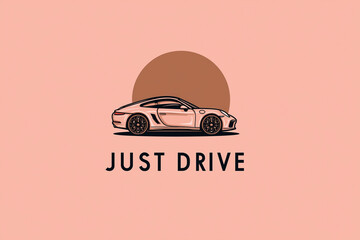 Abstract Stylized Shape And Text "Just Drive" Logo