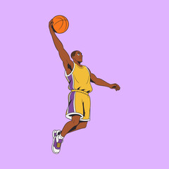 Dynamic Basketball Slam Dunk Vector Illustration © Lyco