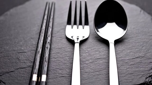 Celebrating chopstick day with elegant utensils arranged on a textured slate surface