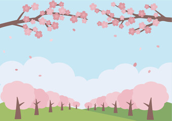 春の背景イラスト　桜の背景　バナー　ロゴ
