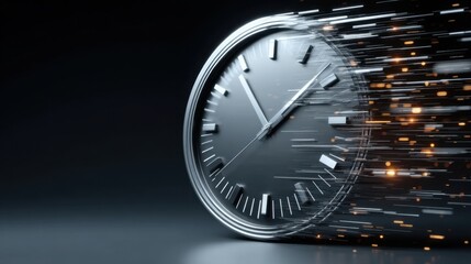 Conceptual Clock Image with Motion Blur Depicting Time Acceleration and Dynamic Movement Effects