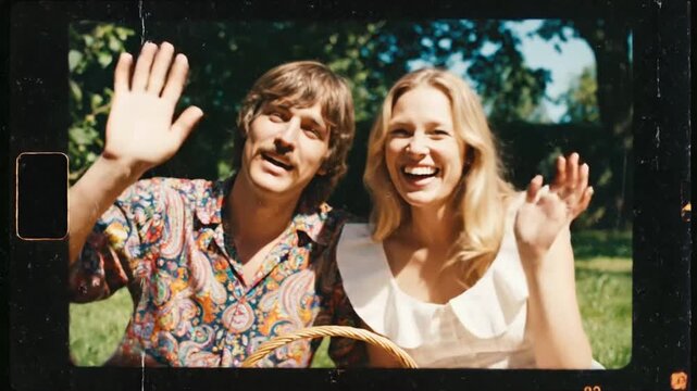 Couple enjoys picnic in park while sharing apples and laughter during sunny afternoon