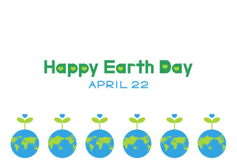 アースデーのイラスト 世界地図と葉っぱ