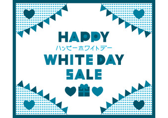 三角旗とハートのホワイトデーバナーデザイン