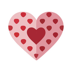 A Pink Heart With Red Strawberry Slices and a Dark Red Inner Heart On A White Background Vector Illustration