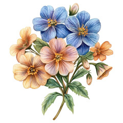 Elegant Bouquet Blue Peach and Pink Flowers