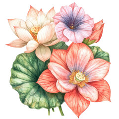 Elegant Floral Arrangement with Lotus and Bright Blossoms