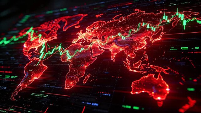 Global financial data on digital map