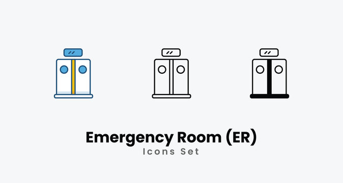 Emergency Room (ER) icons vector set stock illustration
