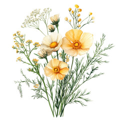 Delicate Floral Bouquet Against Black