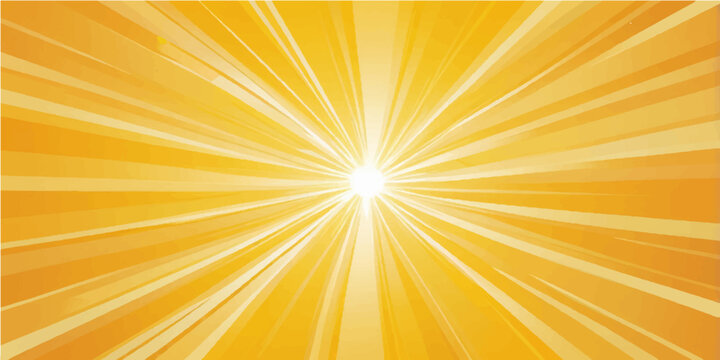 Orange sunburst background with bright rays and sunlight design