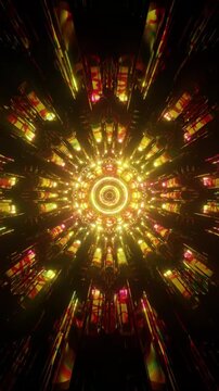 Radiant golden mandala exploding outward with rhythmic symmetry, abstract sacred geometry vertical reel created for uplifting meditation visuals and immersive light-filled spaces
