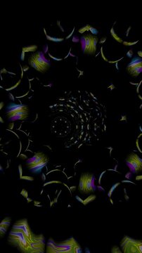 Dark golden mandala with swirling petal symmetry and hypnotic rotation, abstract sacred geometry vertical reel created for trance meditation and immersive visual depth
