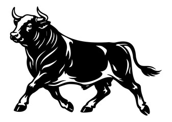 Fototapeta premium Muscular Bull Walking – Strong Beef Cattle Silhouette