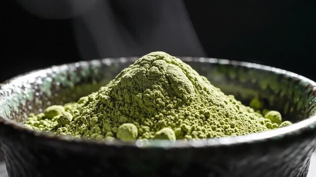 Using matcha powder in cooking and baking at home with simple recipes in a kitchen setting