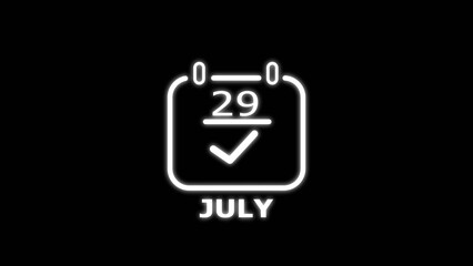 Obraz premium July calendar date with check mark icon illustration. Calendar 29 date symbol.