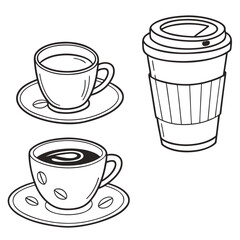 Obraz premium Coffee Break Essentials: Espresso Cups and To-Go Coffee Cup Icons