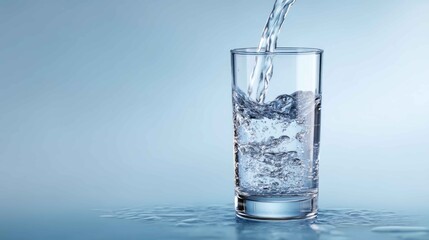 Crystal Clear Water Pouring Into a Glass with Gentle Ripples
