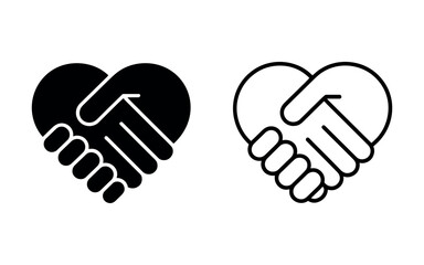 Obraz premium Clean vector graphic illustrating a handshake within a heart shape, representing successful business partnership, mutual trust, collaborative agreement, and emotional connection.