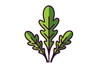 Green Leafy Plant Illustration with Detailed Veins.