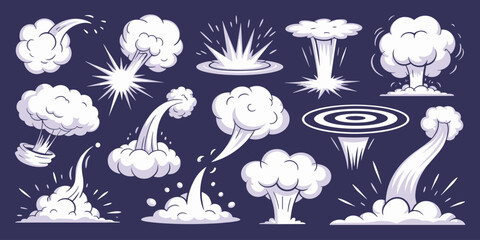 Cartoon Explosion Effects Elements Vector Set, Comic Book Explosions, Blast Cloud Special Effects Collection for E-Learning, Marketing Material, Video Games, Comics, Apps, Presentation Template with S
