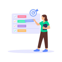 Defining Criteria, setting standards for fair evaluation, Flat vector character illustration