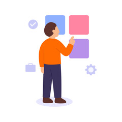 Selecting Best Option, choosing optimal solution strategically, Flat vector character illustration