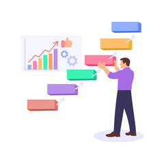 Strategic Planning, defining longterm direction and goals, Flat vector character illustration