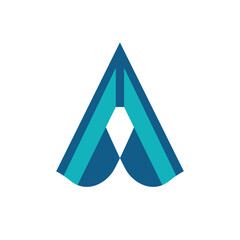 Abstract Blue Letter A Logo Design for Business Branding, Technology and Corporate Identity