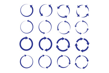 circle arrow icon set , loop icon. circular arrow icon, refresh, reload. Set of circle arrows rotating on white background. Vector illustration