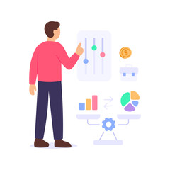 Rebalancing Portfolio, adjusting asset mix to maintain strategy, Flat vector character illustration