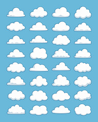 Cartoon Clouds Floating in a Light Blue Sky Backdrop Illustration: Weather Forecasting Elements, Nature Concepts, Airy Atmosphere, Dreamy Aesthetics, Peaceful Sky, Fluffy Cloudscape, Children's Books,