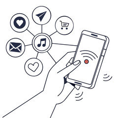 Smartphone and Social Media Icons Connection Illustration