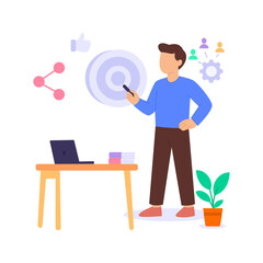 PPC Campaigns, running paid ads for traffic, Flat vector character illustration