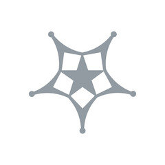 Silver Sheriff Star Badge Icon Emblem &mdash; Law Enforcement Western Security Symbol