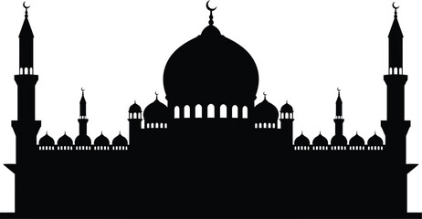 Silhouette of a mosque with domes and minarets © Rohima