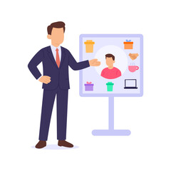 Internal Announcement, informing team about new employee, Flat vector character illustration