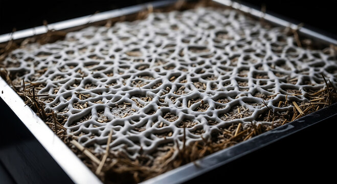 Intricate Mycelium Hyphae Network Weaving Through Organic Substrate Top View