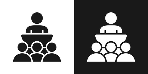 Public Speaking Icon In Black And White Glyph Style