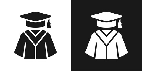 Graduation Suit Icon In Black And White Glyph Style