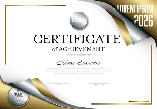 Luxurious Gold and Silver Certificate of Achievement Template
